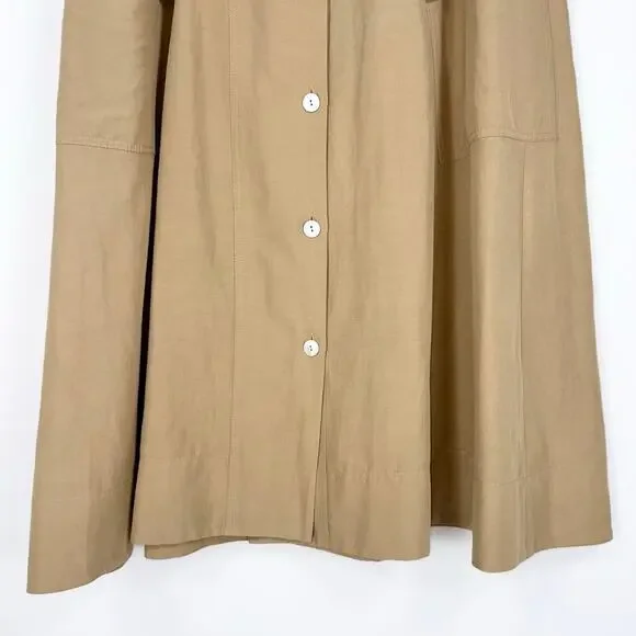 Vince Women's Utility Linen Cotton Blend Midi Skirt Size 12 Sandstorm Tan - Picture 5 of 16